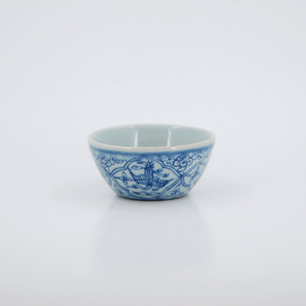 Handmade Wood Fired Chinese Antique Style Porcelain Tea Cup Crane in Window #1