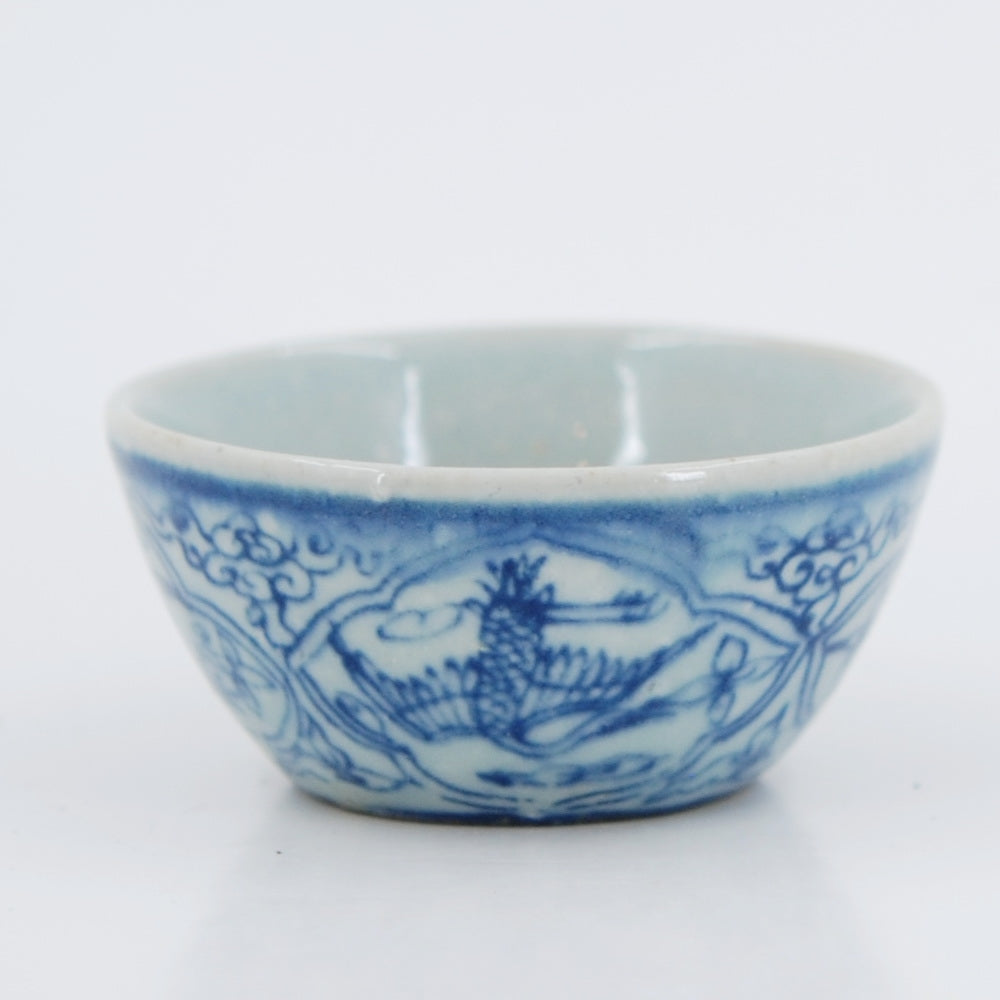 Handmade Wood Fired Chinese Antique Style Porcelain Tea Cup Crane in Window #1