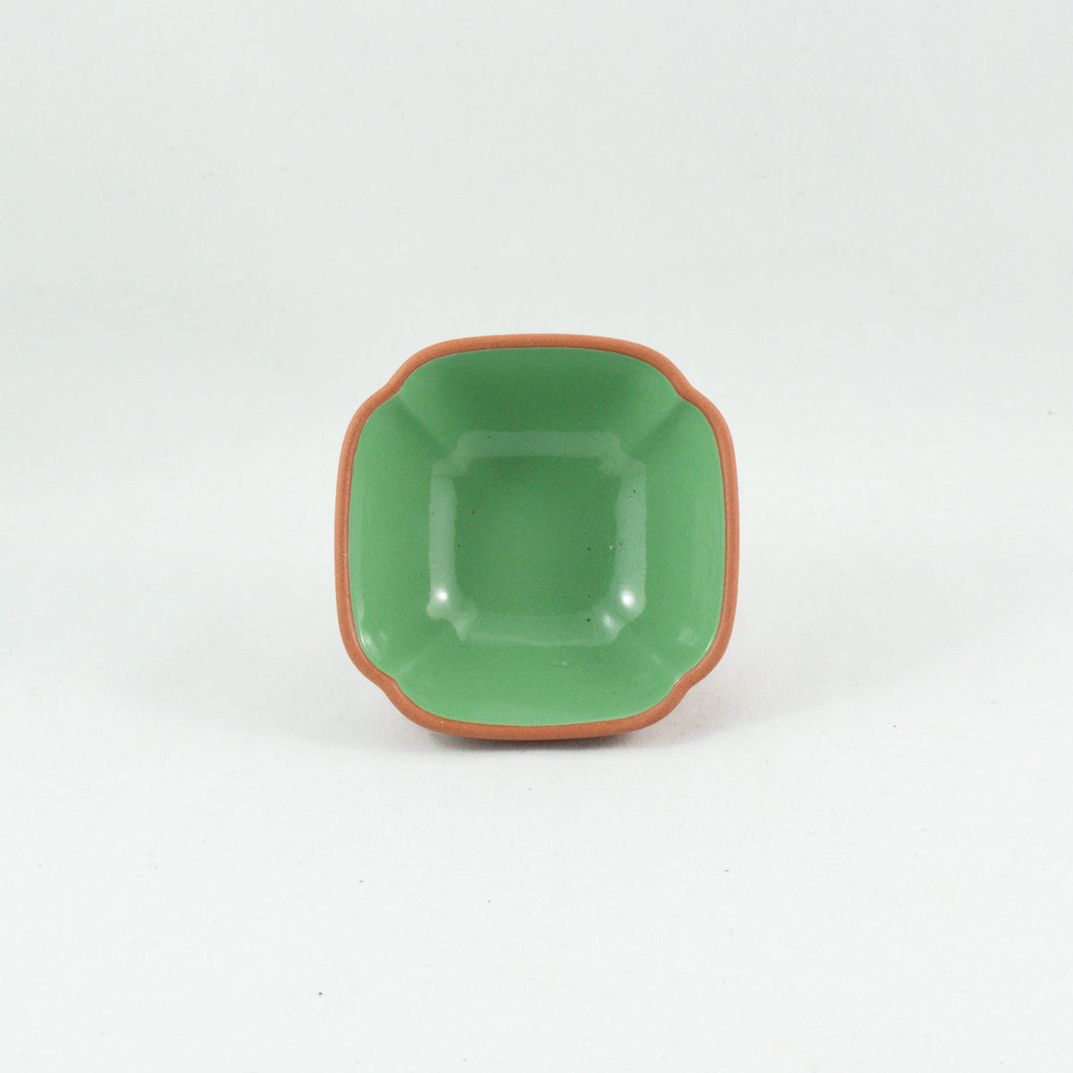 1980's Yixing Clay Green Glazed Petal Shape Tea Cup
