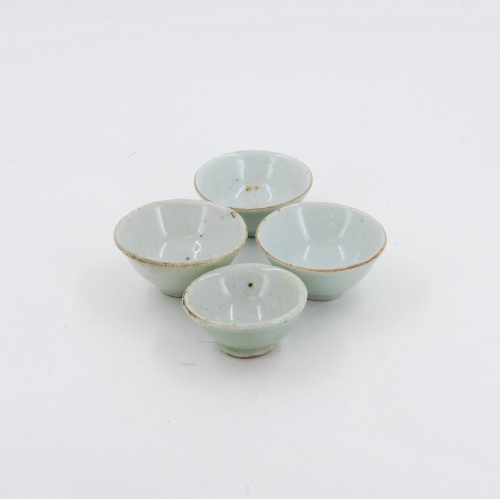 Antique Miniature Celadon Porcelain Tea Cup Set of Two