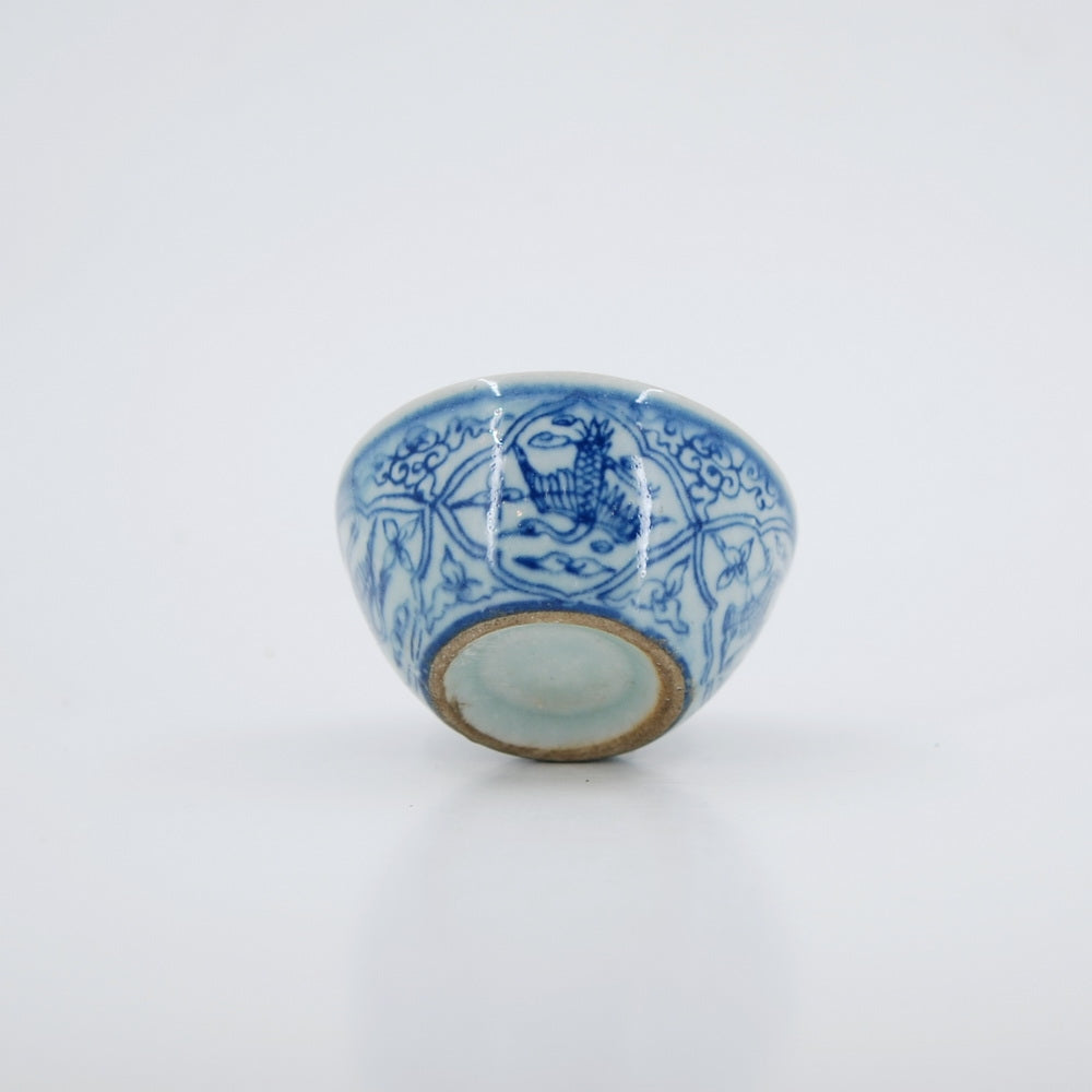 Handmade Wood Fired Chinese Antique Style Porcelain Tea Cup Crane in Window #1