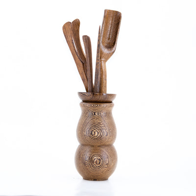 Chinese Cha Dao Natural Wenge Wood Gourd Shape Tea Utensils