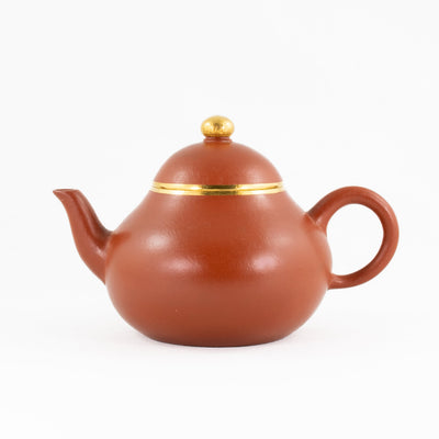 Yixing Zhuni Antique Style Gold Mounted Pear Shape Chinese Teapot