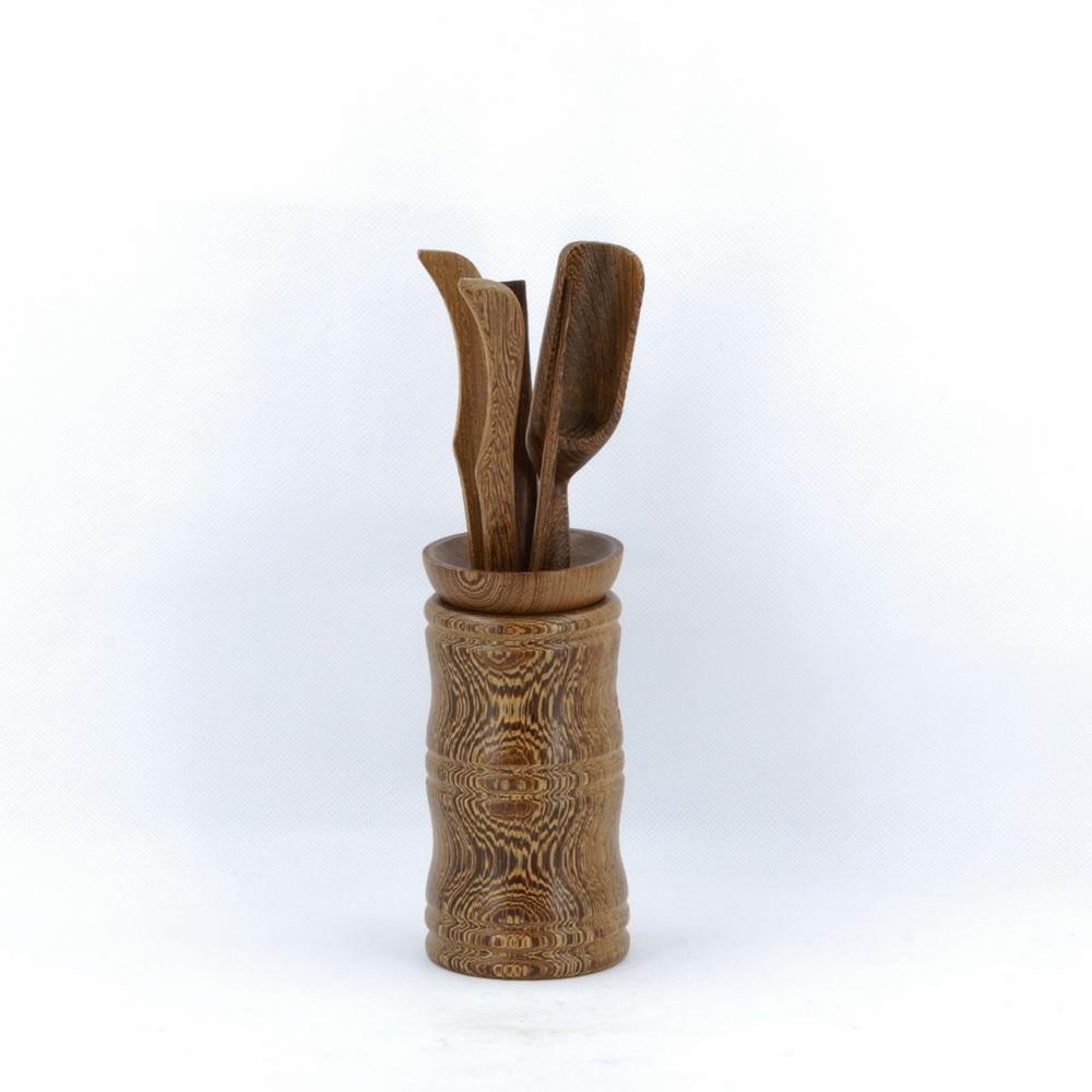 Chinese Cha Dao Natural Wenge Wood Bamboo Shape Tea Utensils W2