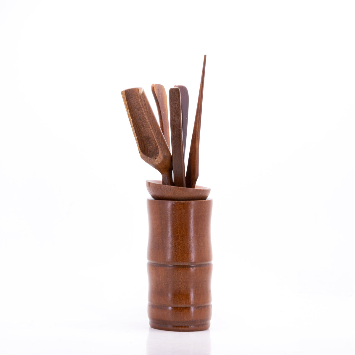Chinese Cha Dao Red Wood Bamboo Shape Tea Utensils