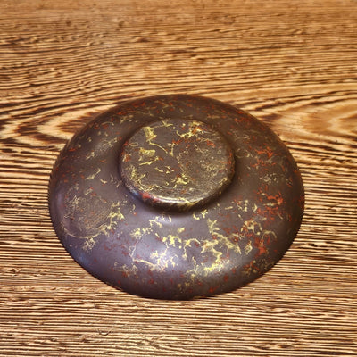 Vintage Style Splatter Gold and Rust-Red Copper Round Saucer